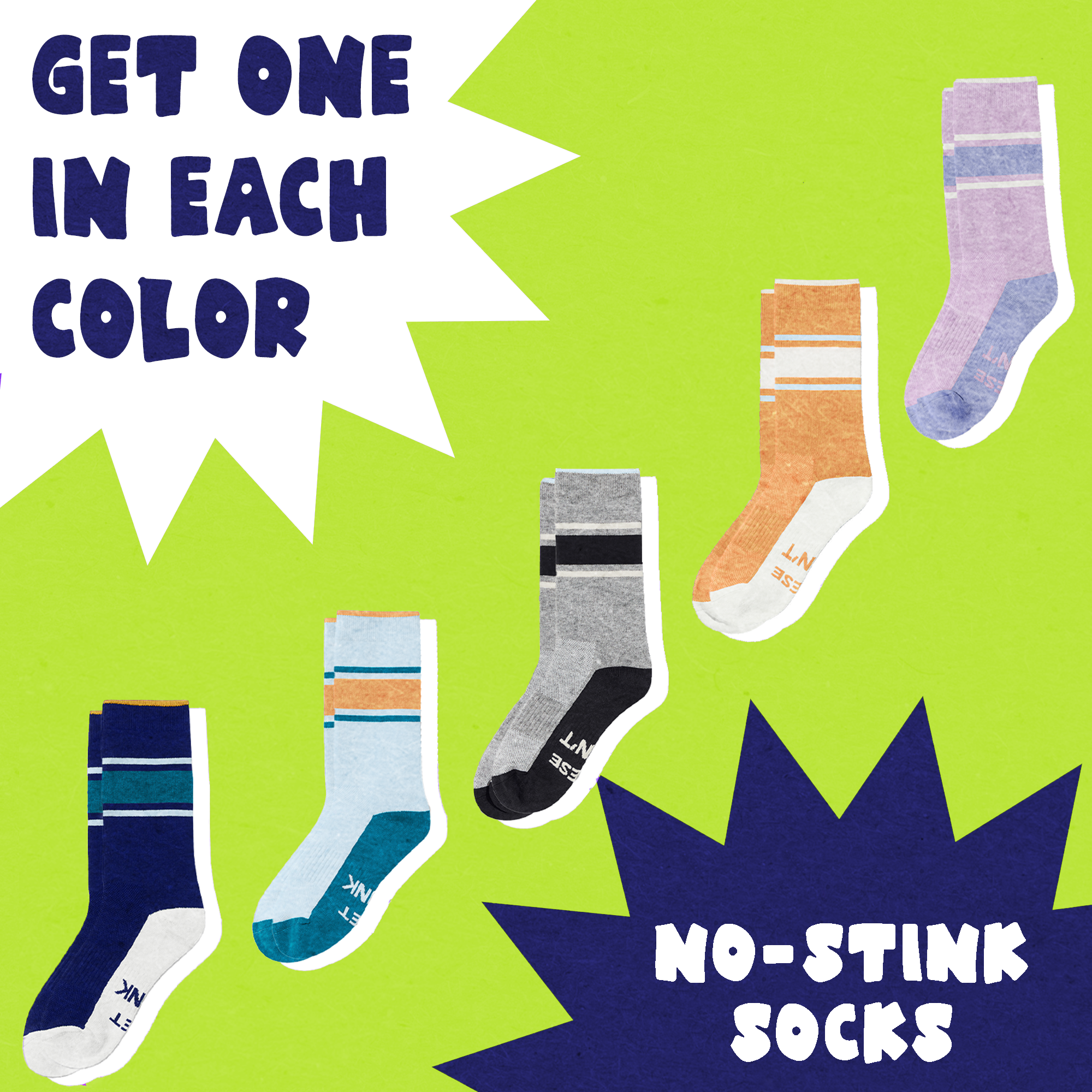 5-pack multicolor OOMSOCKS