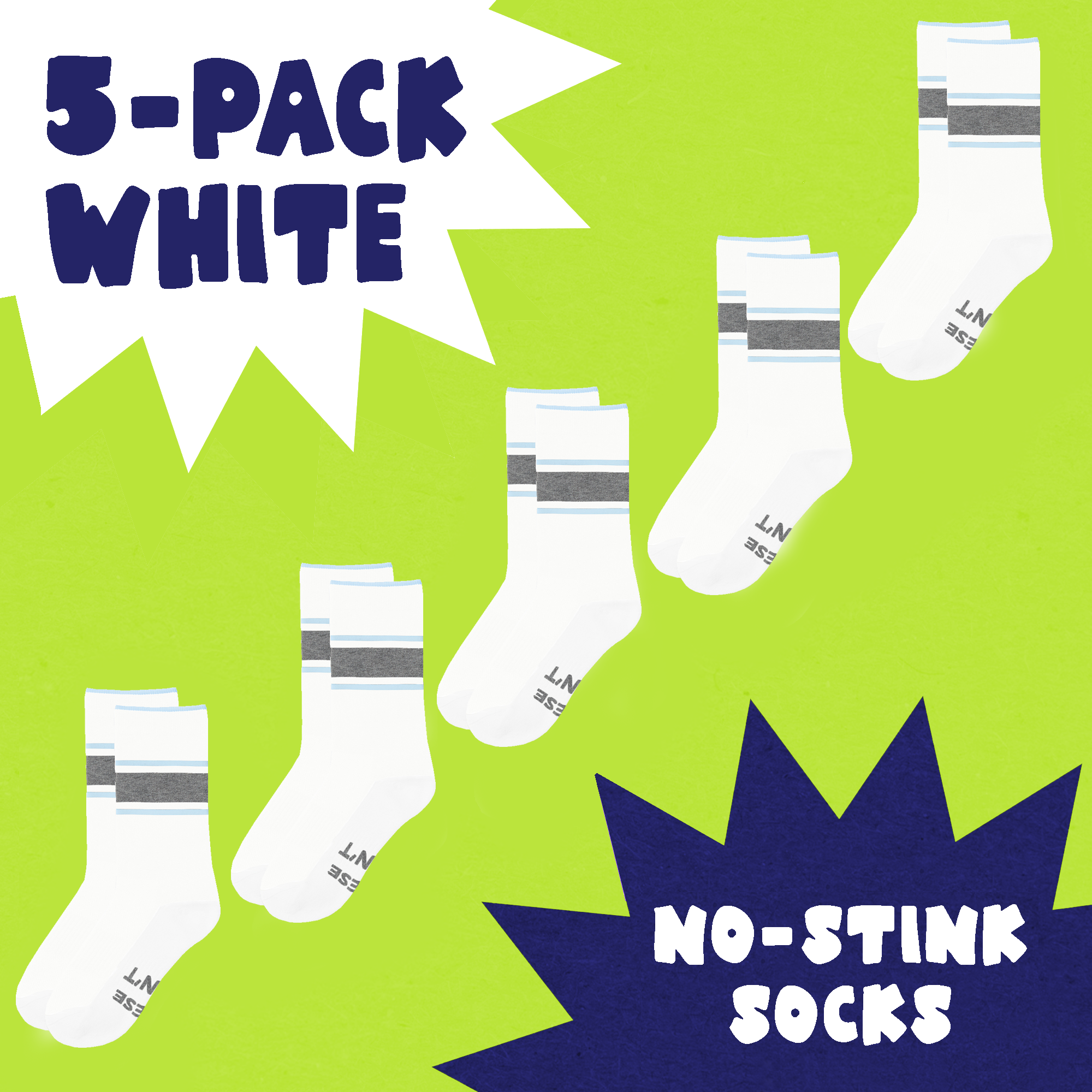 5-pack white OOMSOCKS