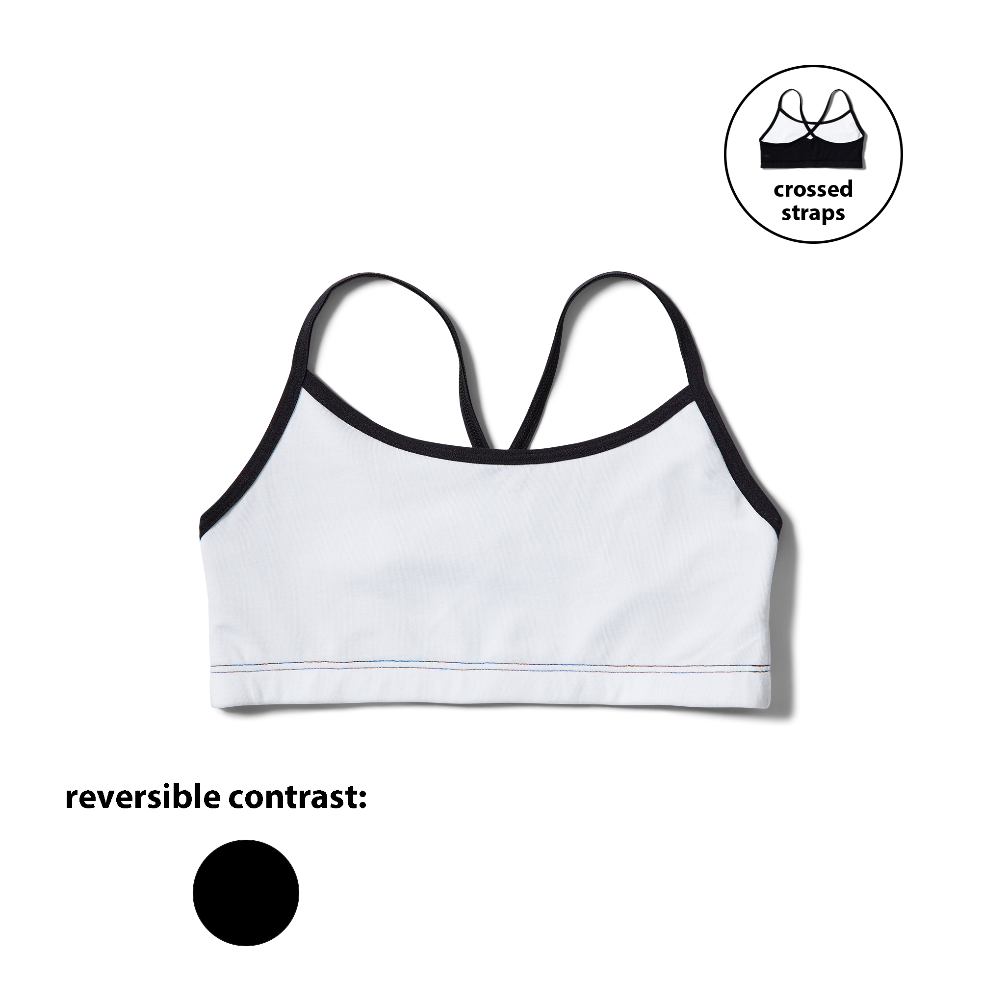 Crossed Straps Black + White Bra – OOMLA